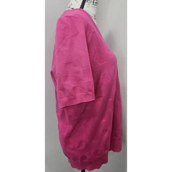 Arach & Cloz Women's Short Sleeve V-Neck Light Textured Sweater Top Pink Size XL - Picture 6 of 11